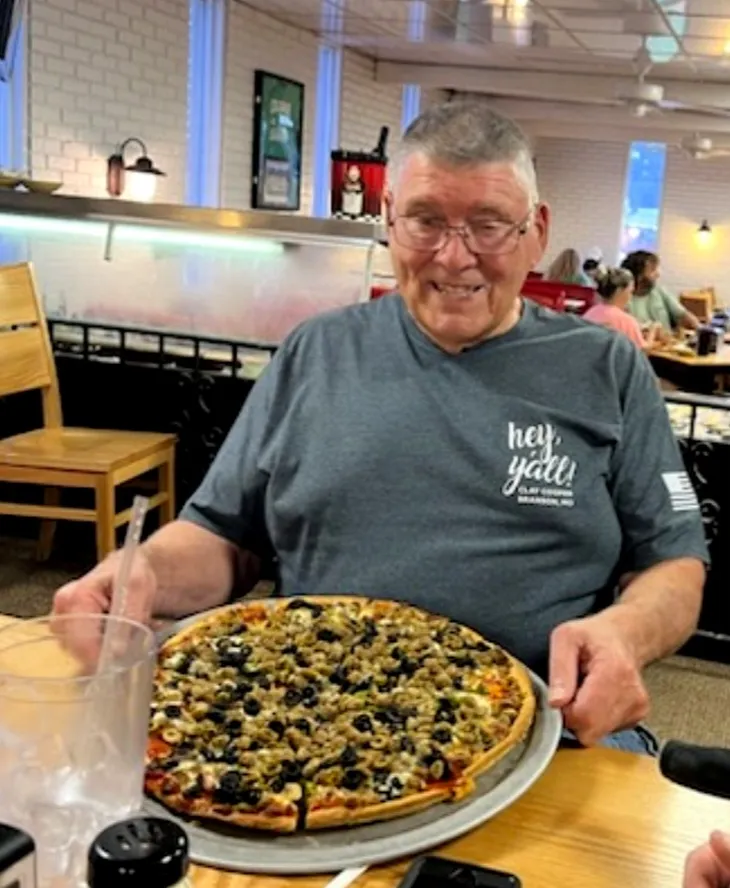 Supreme Pizza w Extra Green Olives Onions and Extra Extra Chrispy Crust